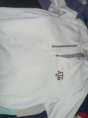 Antigua White Texas A&M Quarter-Zip Pullover